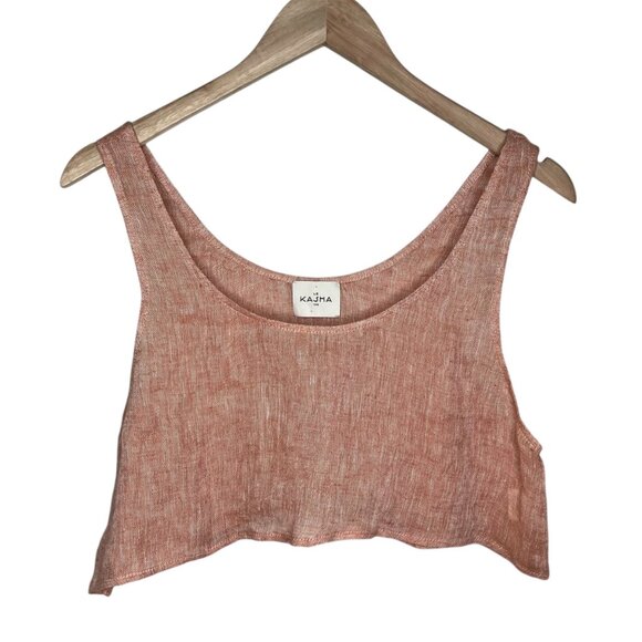 Le Kasha Womens Peach Linen Crop Tank Top Size M/L Natural Fibers - Picture 1 of 8